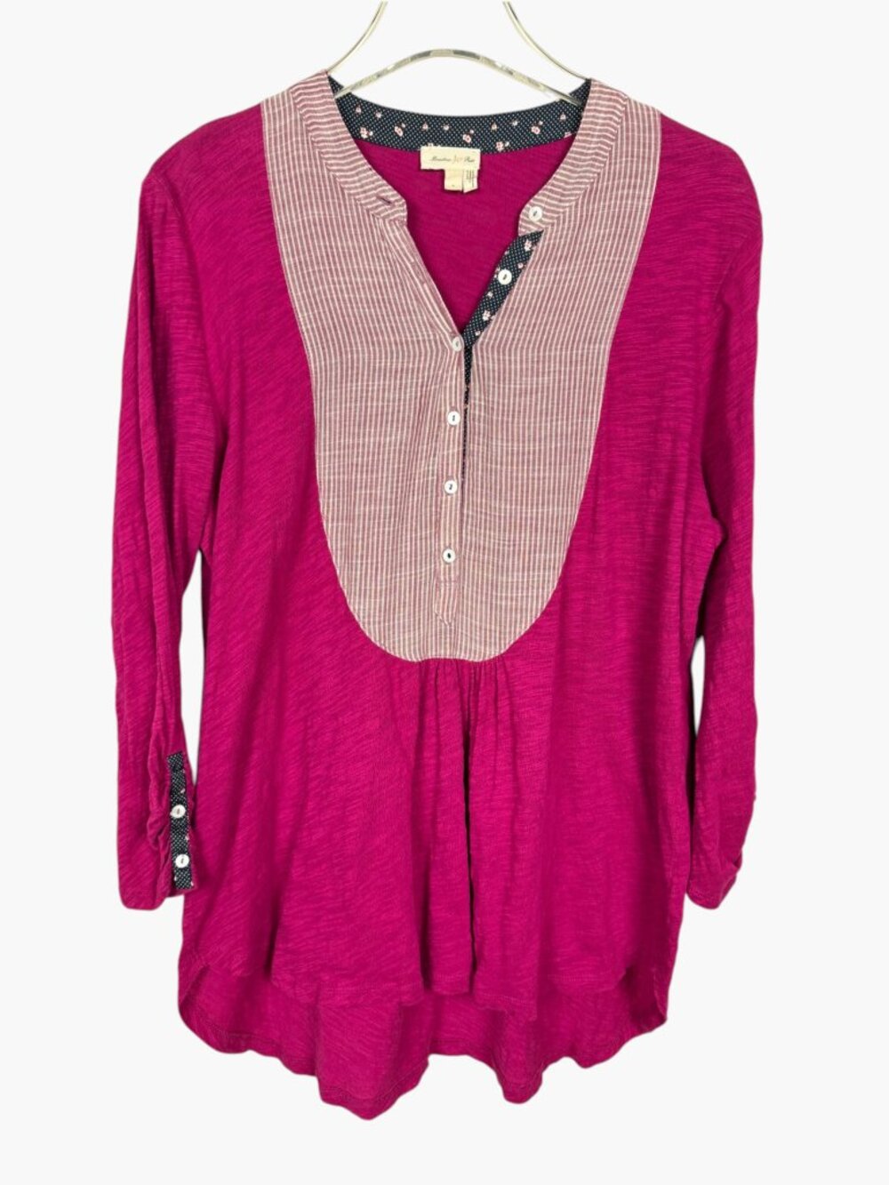 Anthropologie Meadow Rue Amira Henley Top Women's Large Floral Patchwork